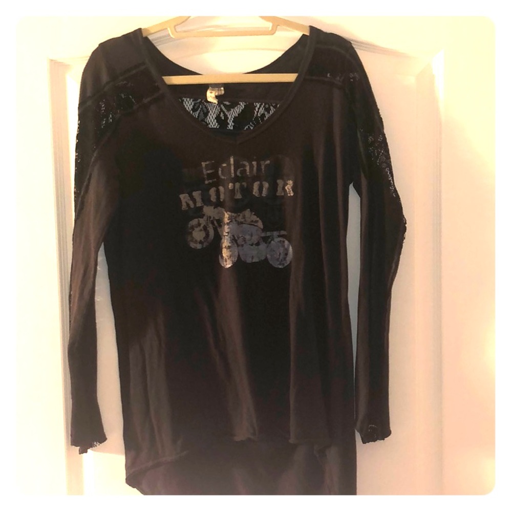 We the Free l/s tee motorcycle print lace insert L